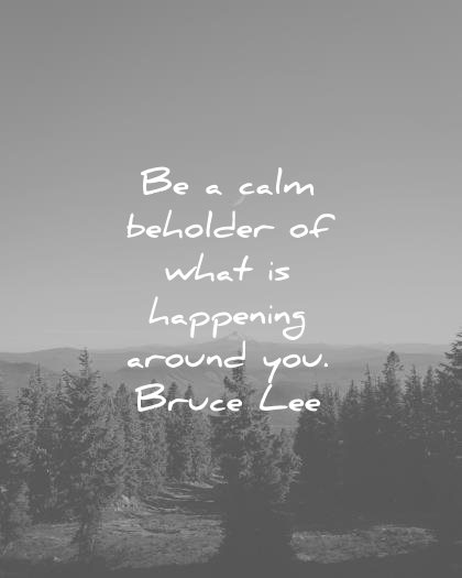 bruce lee quotes be a calm beholder what happening around you wisdom