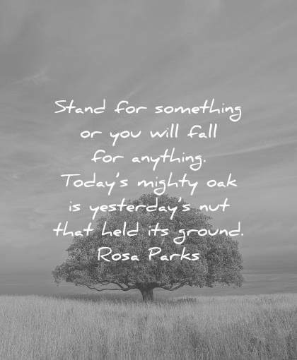 courage quotes stand for something you will fall anything todays mighty oak yesterdays that held ground rosa parks wisdom