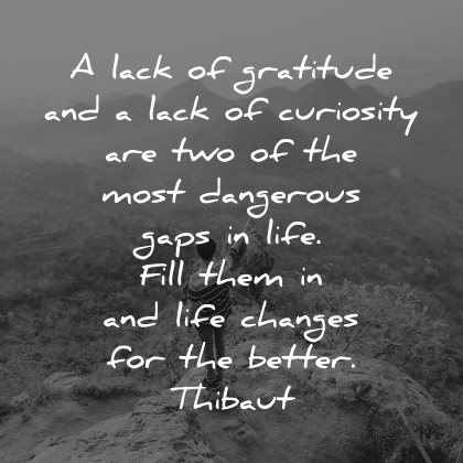 curiosity quotes lack gratitude two most dangerous gaps life thibaut wisdom