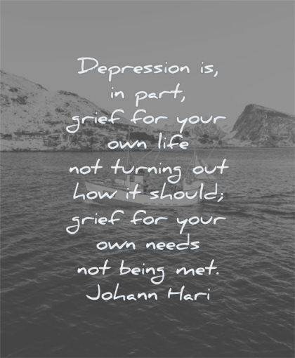 depression quotes depression part grief your own life turning out how should needs being met johann hari wisdom water boat winter