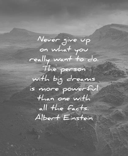 dream quotes never give what really want person big dreams powerful than with facts albert einstein wisdom