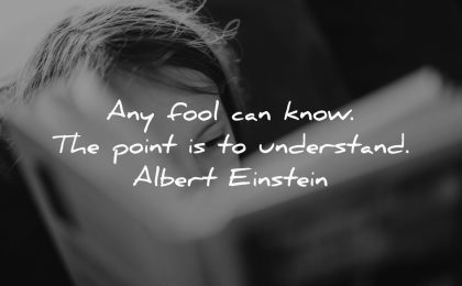 knowledge quotes any fool can know point understand albert einstein wisdom book read