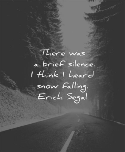 silence quotes brief silence think heard snow falling erich segal wisdom road winter trees