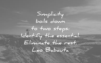 simplicity quotes boils down two steps identify essential eliminate rest leo babauta wisdom