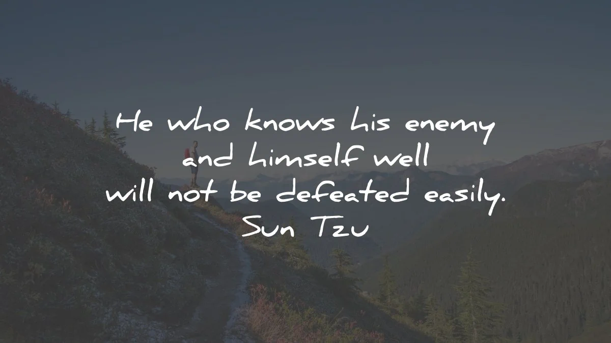 sun tzu quotes knows enemy himself defeated wisdom