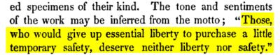 those who would give up essential liberty to purchase a little temporary safety deserve neither liberty nor safety benjamin official wisdom quotes